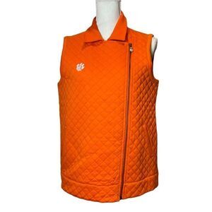 NWOT Clemson UG Apparel Quilted Moto Vest Orange Tigers Logo Size Medium